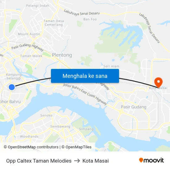 Opp Caltex Taman Melodies to Kota Masai map