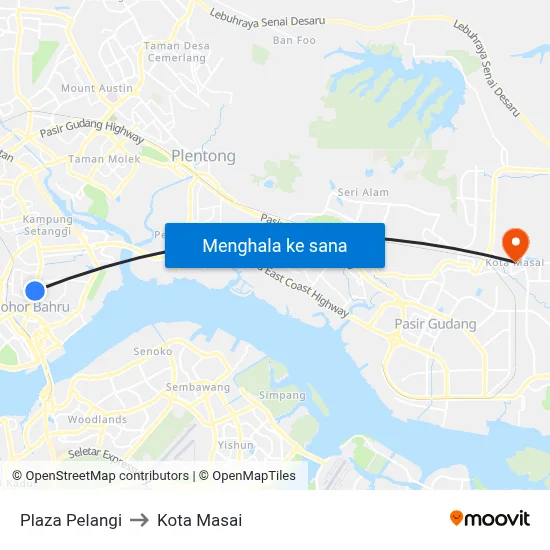 Plaza Pelangi to Kota Masai map