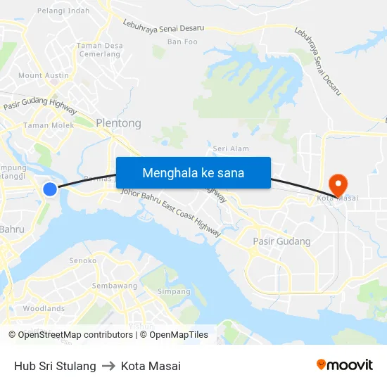 Hub Sri Stulang to Kota Masai map