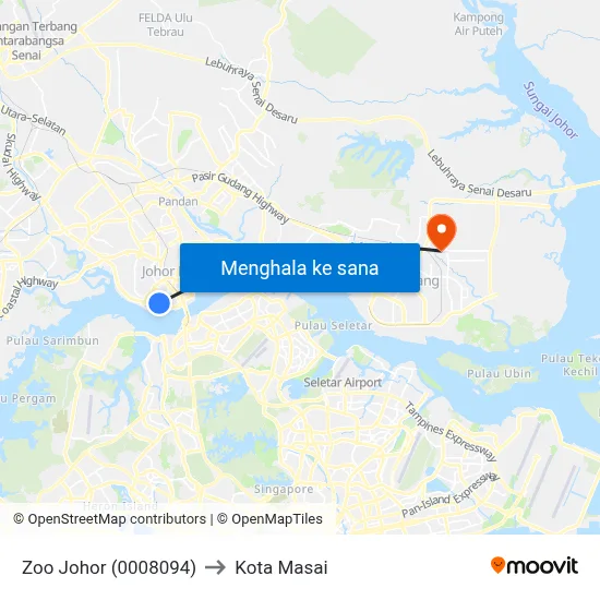 Zoo Johor (0008094) to Kota Masai map