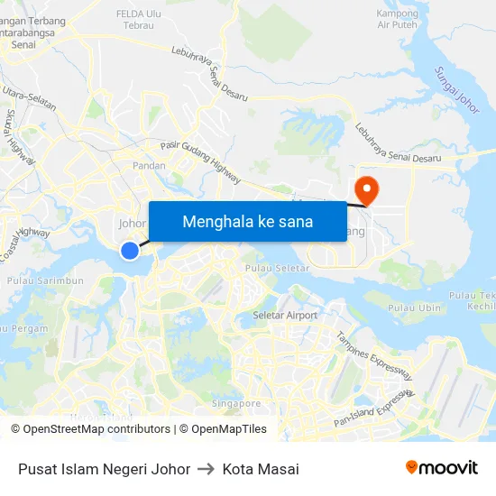 Pusat Islam Negeri Johor to Kota Masai map