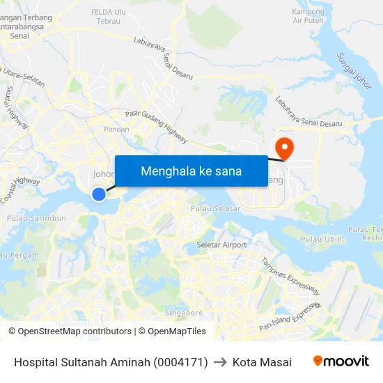 Hospital Sultanah Aminah (0004171) to Kota Masai map