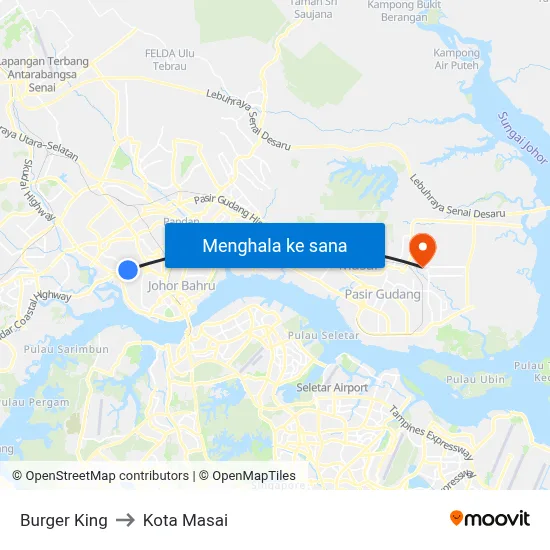 Burger King to Kota Masai map