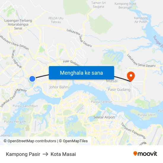 Kampong Pasir to Kota Masai map