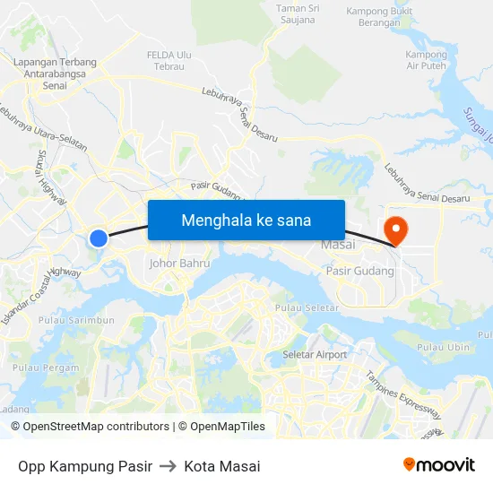 Opp Kampung Pasir to Kota Masai map