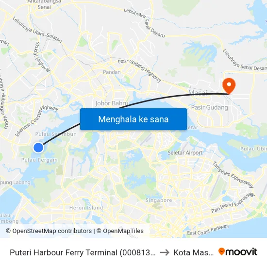 Puteri Harbour Ferry Terminal (0008130) to Kota Masai map