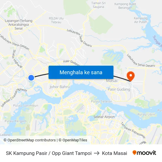 SK Kampung Pasir / Opp Giant Tampoi to Kota Masai map