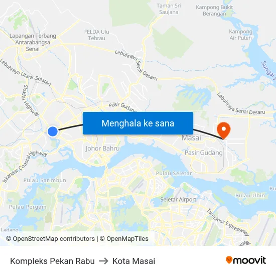 Kompleks Pekan Rabu to Kota Masai map