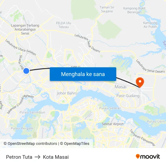 Petron Tuta to Kota Masai map