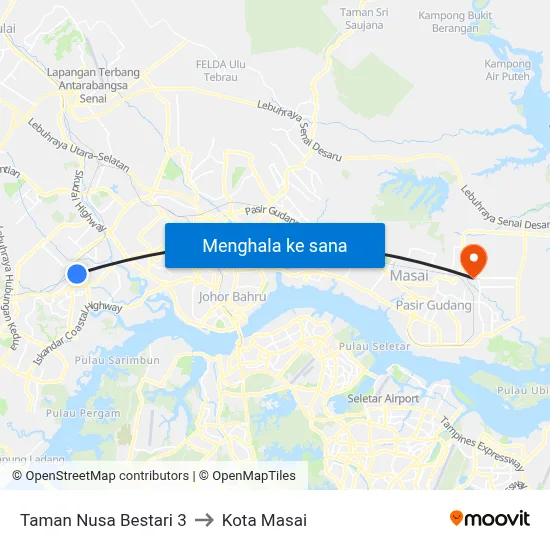 Taman Nusa Bestari 3 to Kota Masai map