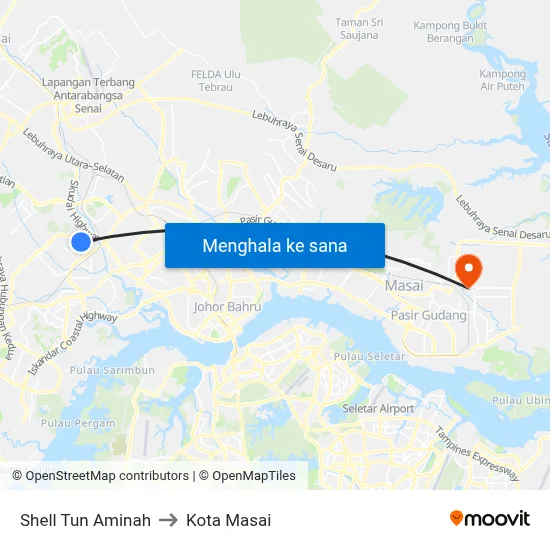 Shell Tun Aminah to Kota Masai map