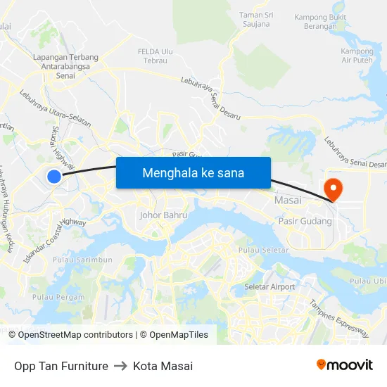 Opp Tan Furniture to Kota Masai map