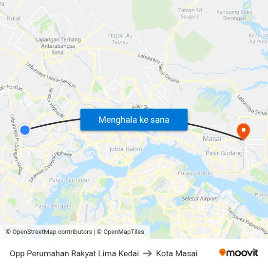 Opp Perumahan Rakyat Lima Kedai to Kota Masai map
