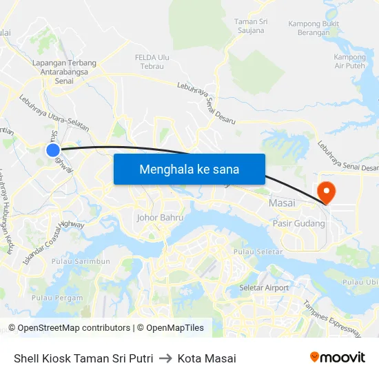Shell Kiosk Taman Sri Putri to Kota Masai map