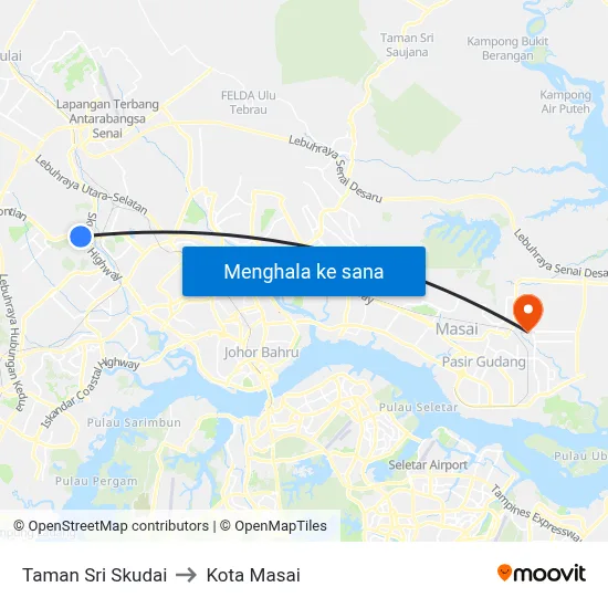 Taman Sri Skudai to Kota Masai map