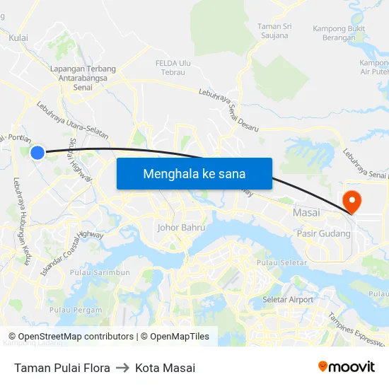 Taman Pulai Flora to Kota Masai map