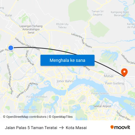 Jalan Palas 5 Taman Teratai to Kota Masai map