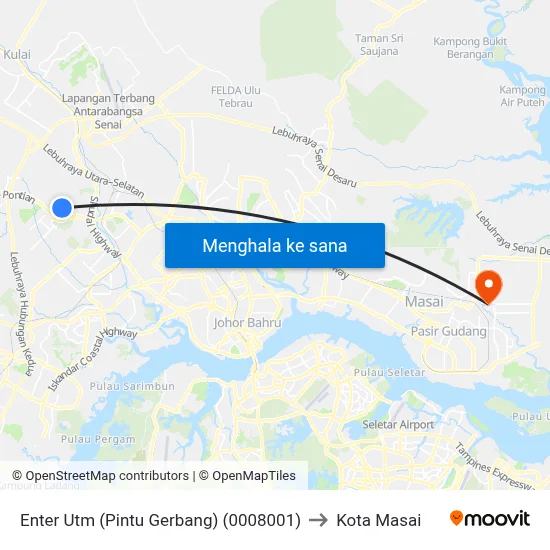 Enter Utm (Pintu Gerbang) (0008001) to Kota Masai map