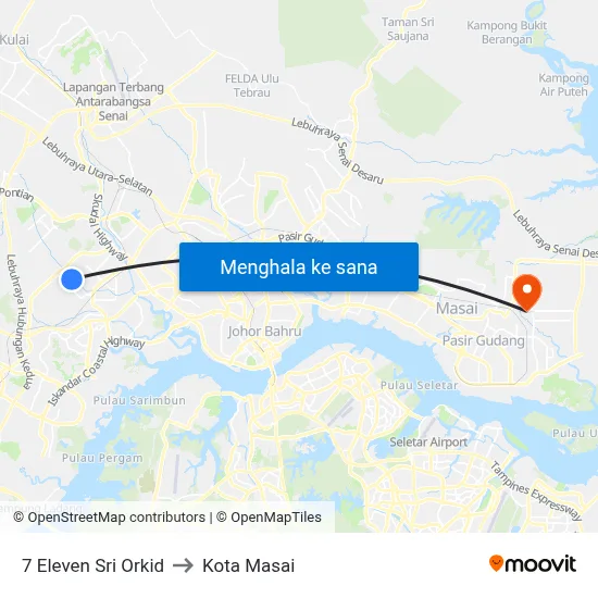 7 Eleven Sri Orkid to Kota Masai map