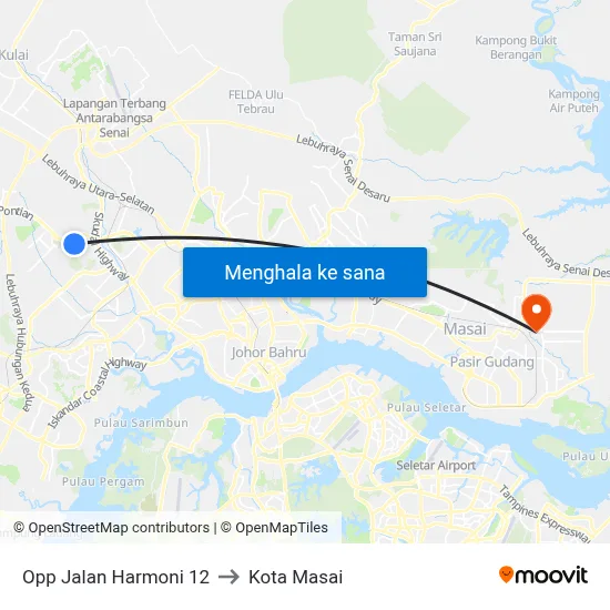 Opp Jalan Harmoni 12 to Kota Masai map