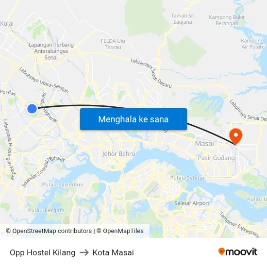 Opp Hostel Kilang to Kota Masai map