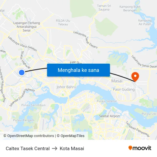 Caltex Tasek Central to Kota Masai map