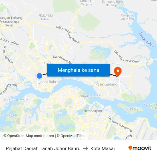 Pejabat Daerah Tanah Johor Bahru to Kota Masai map