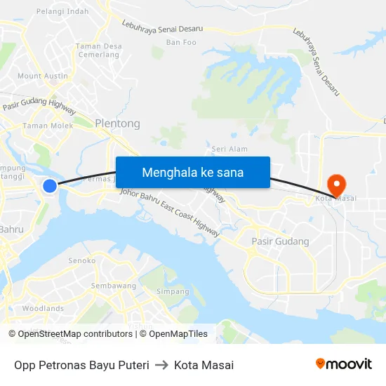 Opp Petronas Bayu Puteri to Kota Masai map