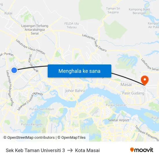 Sek Keb Taman Universiti 3 to Kota Masai map