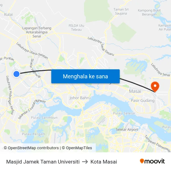 Masjid Jamek Taman Universiti to Kota Masai map