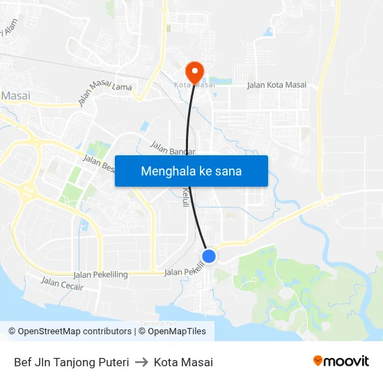Bef Jln Tanjong Puteri to Kota Masai map