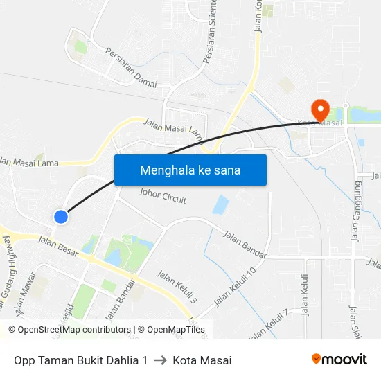 Opp Taman Bukit Dahlia 1 to Kota Masai map
