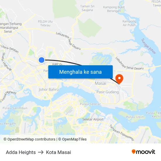 Adda Heights to Kota Masai map