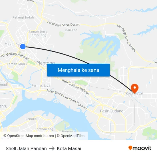 Shell Jalan Pandan to Kota Masai map