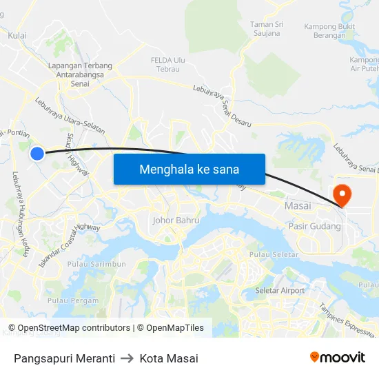 Pangsapuri Meranti to Kota Masai map