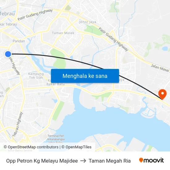 Opp Petron Kg Melayu Majidee to Taman Megah Ria map