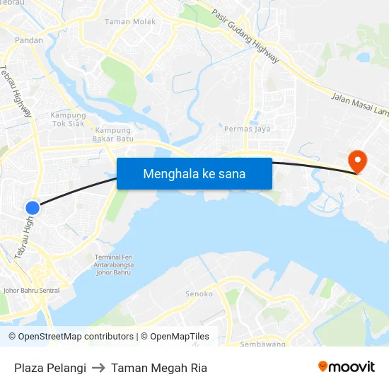 Plaza Pelangi to Taman Megah Ria map