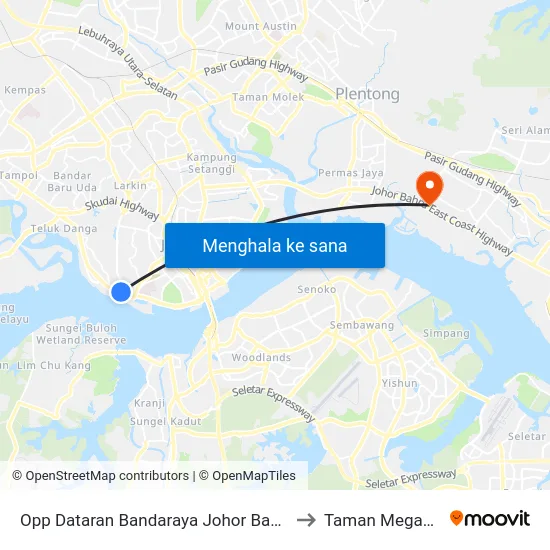 Opp Dataran Bandaraya Johor Bahru / Sri to Taman Megah Ria map
