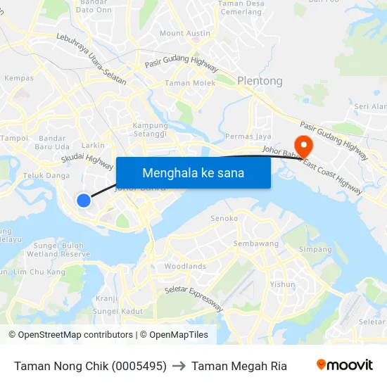 Taman Nong Chik (0005495) to Taman Megah Ria map