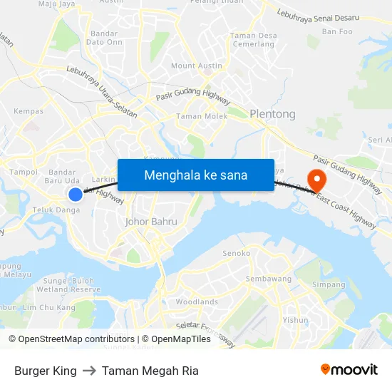 Burger King to Taman Megah Ria map