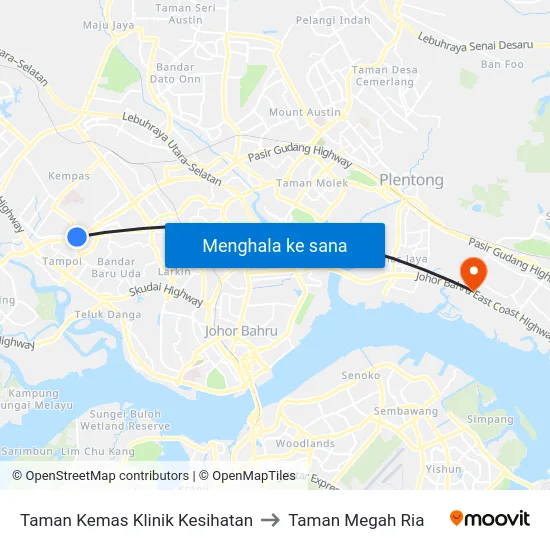 Taman Kemas Klinik Kesihatan to Taman Megah Ria map