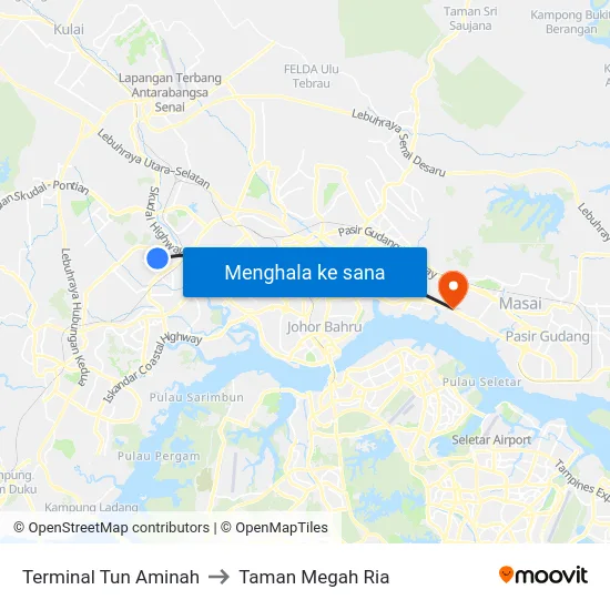 Terminal Tun Aminah to Taman Megah Ria map