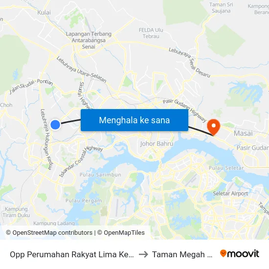 Opp Perumahan Rakyat Lima Kedai to Taman Megah Ria map