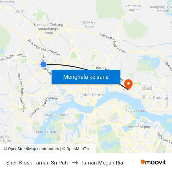 Shell Kiosk Taman Sri Putri to Taman Megah Ria map