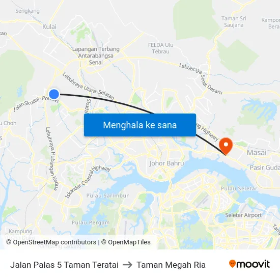 Jalan Palas 5 Taman Teratai to Taman Megah Ria map