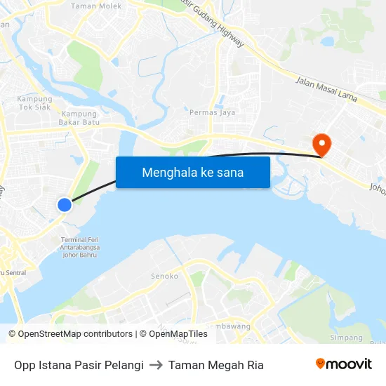 Opp Istana Pasir Pelangi to Taman Megah Ria map