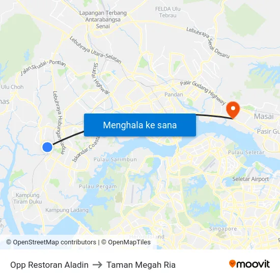 Opp Restoran Aladin to Taman Megah Ria map