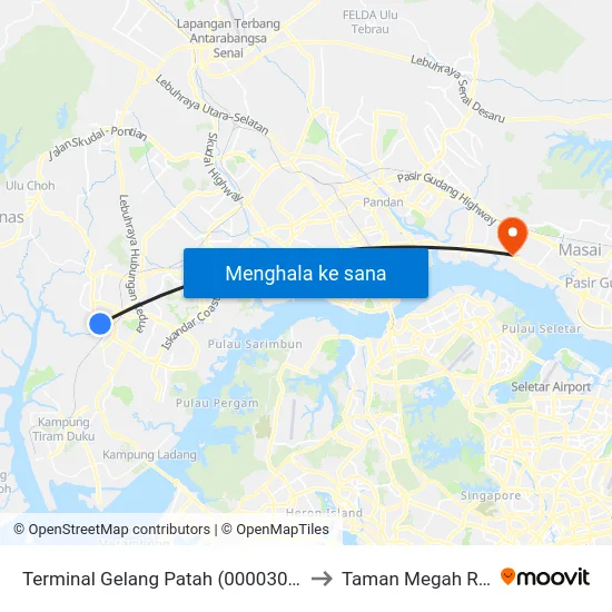 Terminal Gelang Patah (0000302) to Taman Megah Ria map