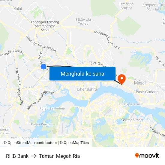 RHB Bank to Taman Megah Ria map