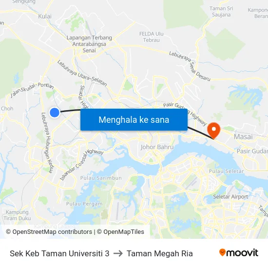 Sek Keb Taman Universiti 3 to Taman Megah Ria map